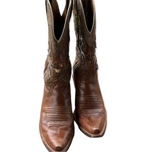 Ariat women’s Amora Shattered Copper Brown Leather Cowboy Boots size 6.5
